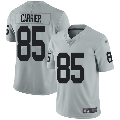 Men Oakland Raiders Limited Silver Derek Carrier Jersey NFL Football #85 Inverted Legend Jersey->oakland raiders->NFL Jersey